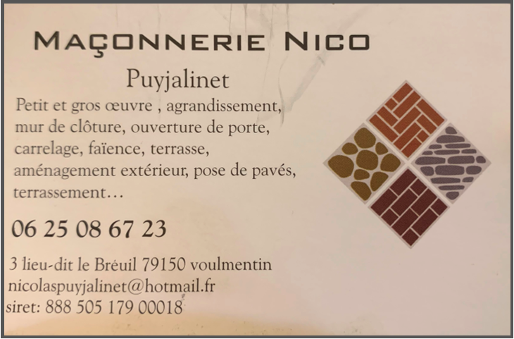 Carte de visite - Maçonnerie Nico